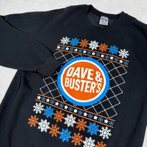 Mens Dave and Busters Ugly Christmas Sweatshirt Long Sleeve Crewneck Medium